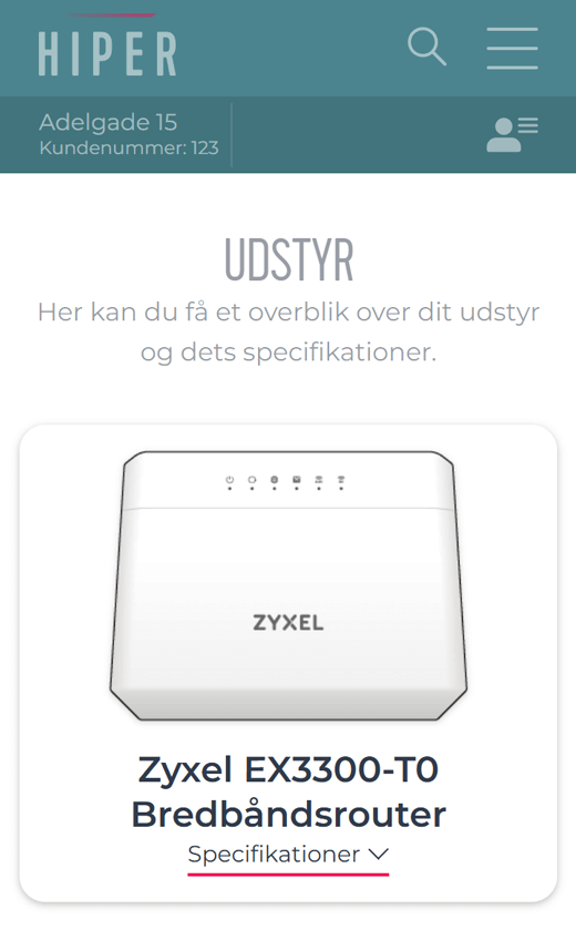 Grafik der viser hvor du kan finde din router i “Udstyr”.
