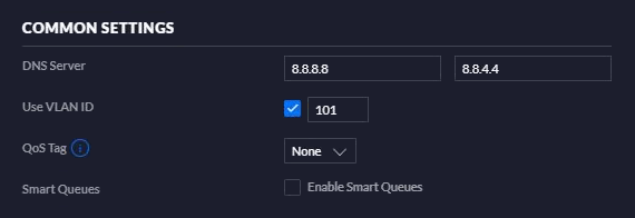 Billede af nogle specifikke indstillinger i en Ubiquiti routers interface.