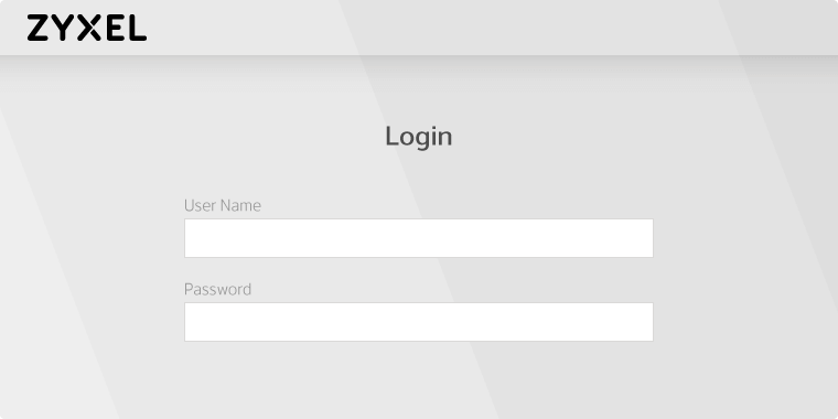 Grafik som illustrerer Log-in siden på en Zyxel router.